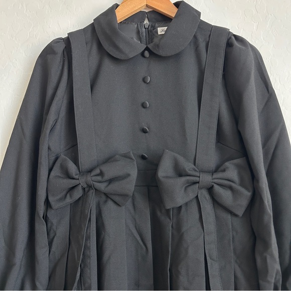 Gothic Lolita Cosplay Dress Small Mini Pleated Ribbons Ruffles Japan Black - Picture 4 of 12